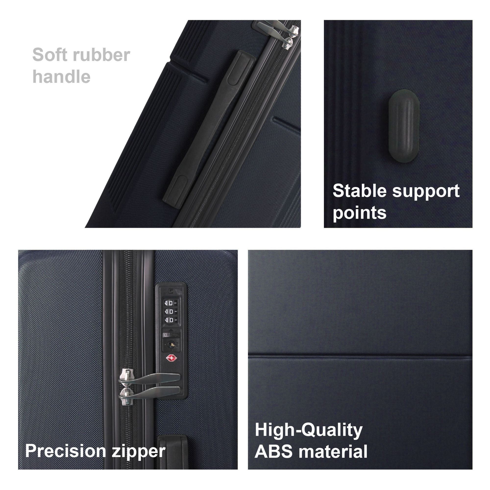 BLUE 3-Piece Premium ABS Luggage Set-20", 24", and 28" Suitcases with Multi-Position Handle, Silent Spinner Wheels, and TSA-Approved Lock-Durable, Stylish, and Spacious Travel Gear